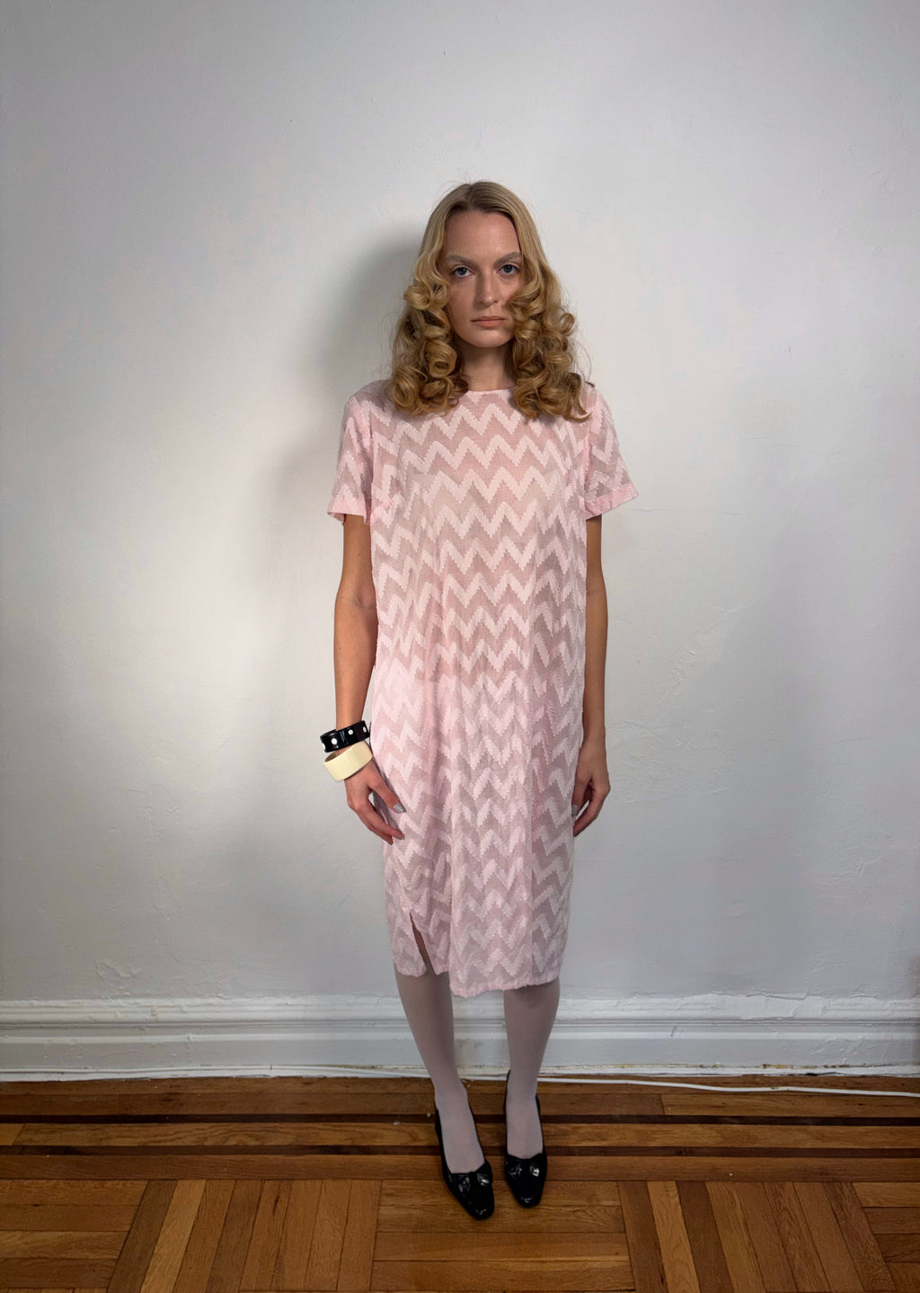 Vintage Pink Chevron Dress