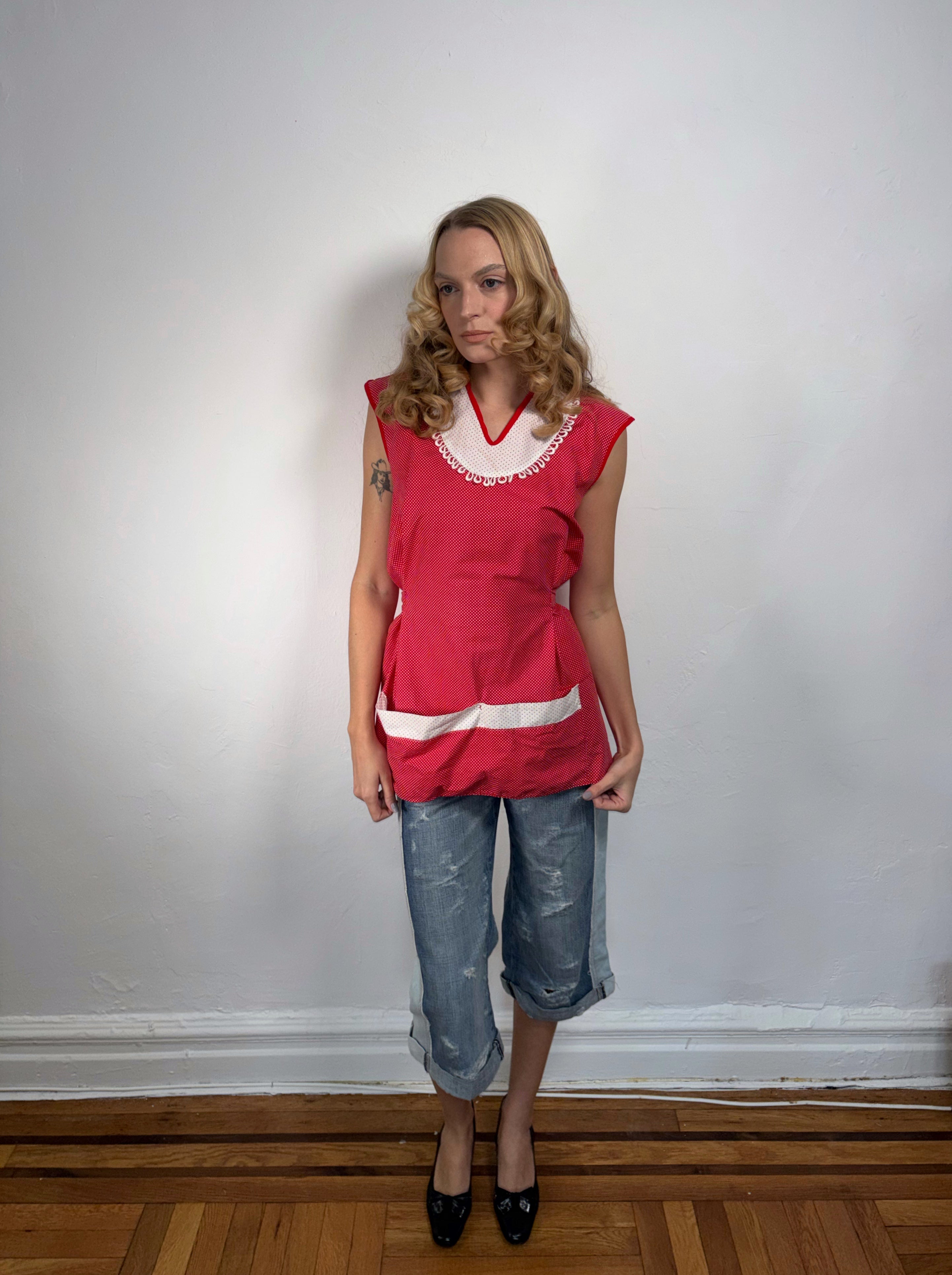 Vintage Polka-Dot Apron