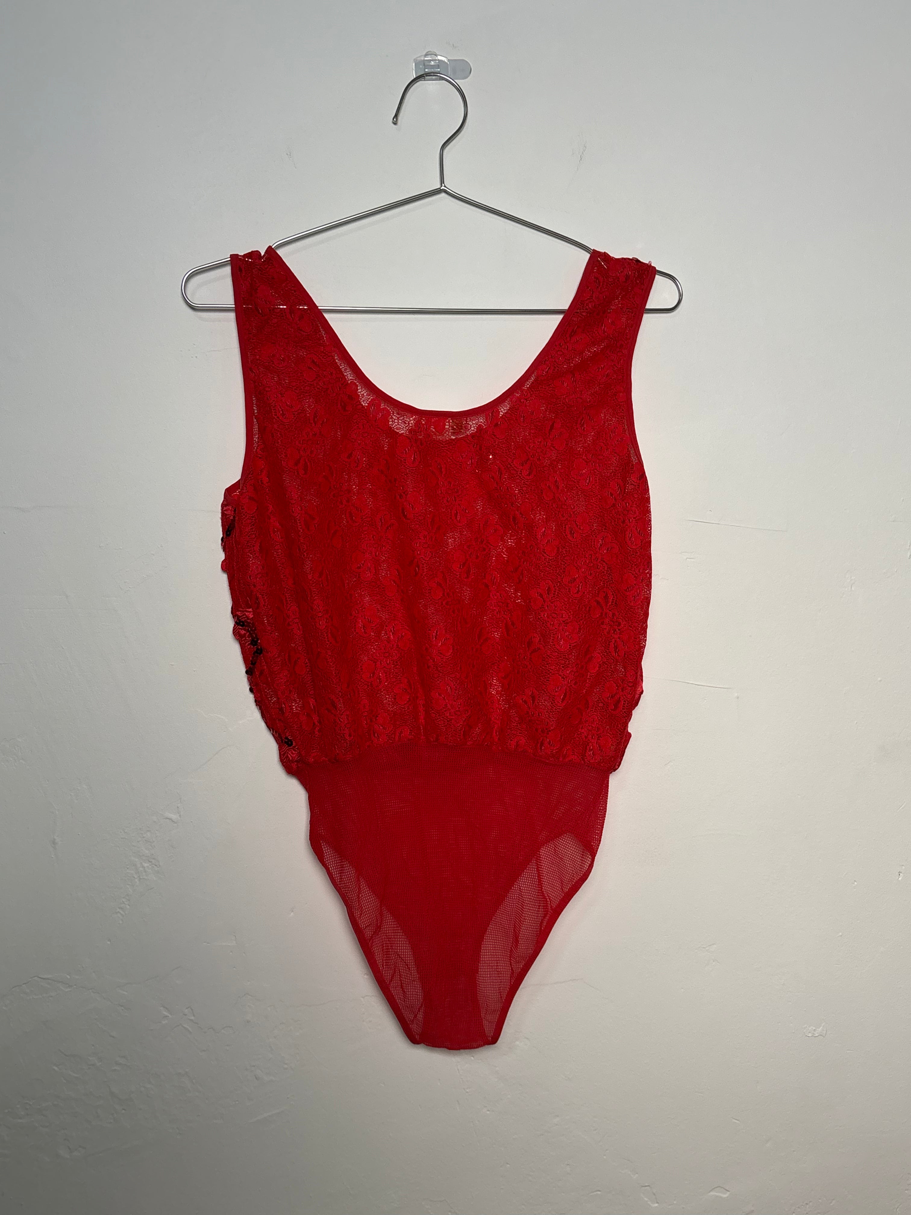 Vintage Red Sparkle Bodysuit